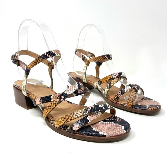 Madewell Lori Snake Embossed Leather Sandals Size 7 - Picture 3 of 12